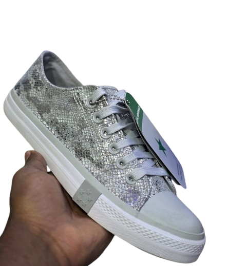 Converse All Star Low-Cut Exotic Metallic Textured Sneakers - Grey